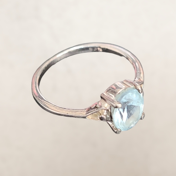 Natural High Quality Aqua Marine Sterling Silver Size 7 - Picture 2 of 6